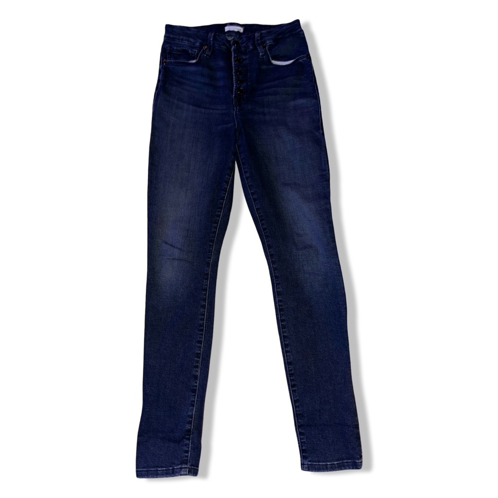 Good American Good Legs Skinny High Rise Button Fly Jeans in Blue830 Size 6/28 - Picture 9 of 15